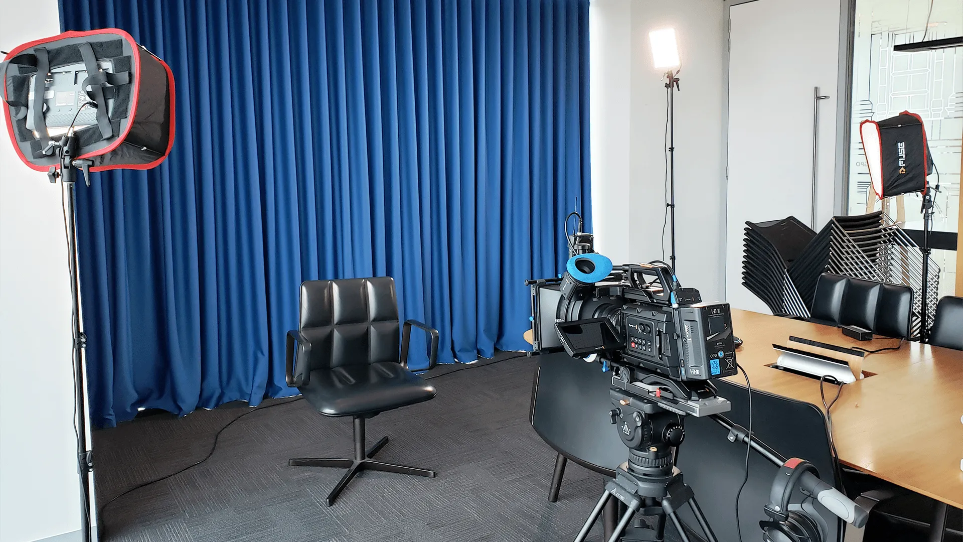 An interview setup at a corporate office