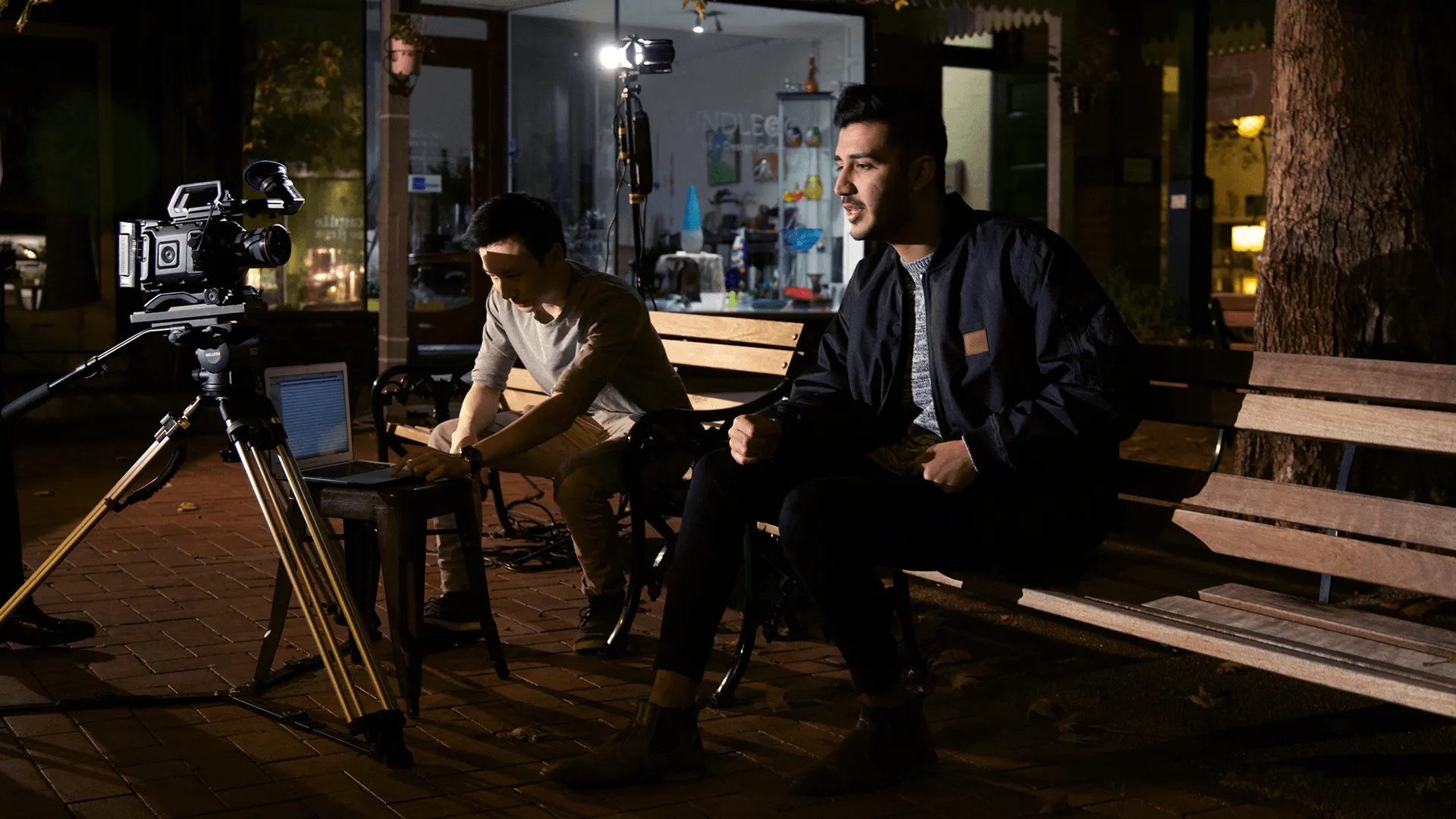 An interview setup at a corporate office